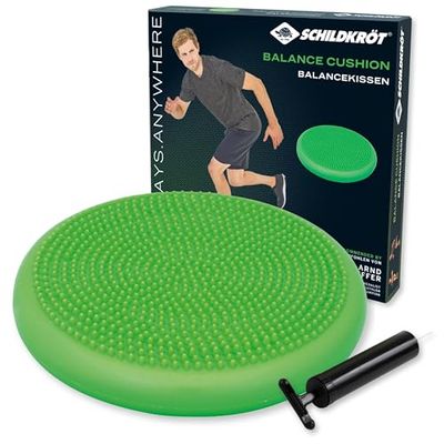 Schildkröt Unisex – Balance-kussen voor volwassenen, groen, inclusief handpomp, in kartonnen doos met 4 kleuren, meerkleurig, 33 cm
