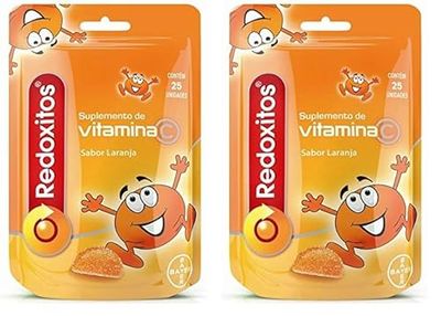 Vitamina C Redoxitos para Niños Ayuda a Mejorar sus Defensas Inmunitarias y la Absorción de Hierro, 25 Perlas Blandas (Paquete de 2)