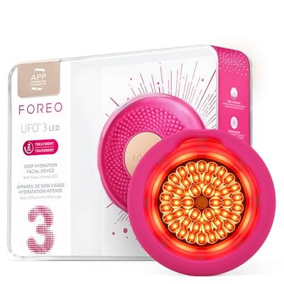 FOREO UFO 3 LED, mascarilla facial 4 en 1, Hidratante facial, Luz LED de espectro completo, Terapia de tejido profundo NIR y de luz roja, Termoterapia, Masajeador facial T-Sonic, Conectado a app