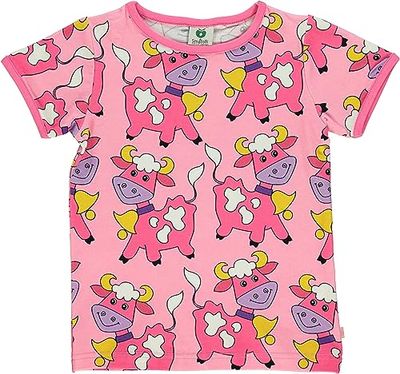 Småfolk flickor med cows T-shirt, Havsrosa, 5-6 år