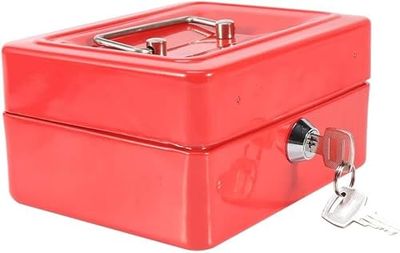 Kippen 10032R1 geldcassette met muntvak, kleur: rood, afmetingen: 150 x 120 x 80 mm.