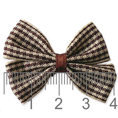 1 Fiocco tessuto a scacchi marrone applique decorazione fiocchetto già pronto