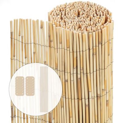 vounot Rieten scherm, versterkt, 100 x 600 cm, natuurlijk inkijkbescherming, van rollen met bevestigingsclips, bescherming tegen inkijk, omheining voor buiten, decoratief, voor tuin, terras en balkon