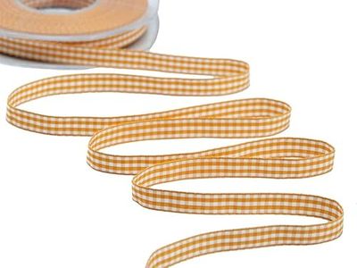 Furlanis - Nastro A Quadretti Bamby, Nastro per Decorazioni Natale, Pacchi Regalo, Tessuto Italiano - Arancio Pesca, 10 mm x 25 m
