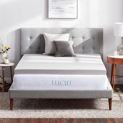 LUCID Memory Foam Matrastopper 100x200cm met bamboehoutskool, 7,5 cm dikke matrasoplegger 100 x 200 cm