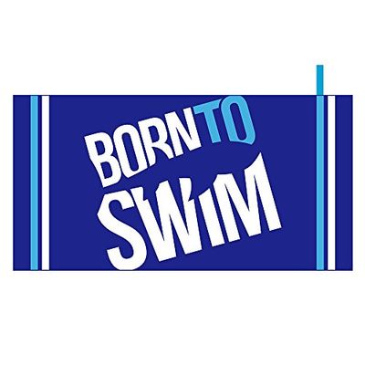 BOR NTO Swim Asciugamani in Microfibra Asciugamano Soft Swim Towel, Unisex, Mikrofaser Badetuch Handtuch, Blau mit Born To Swim Logo, M