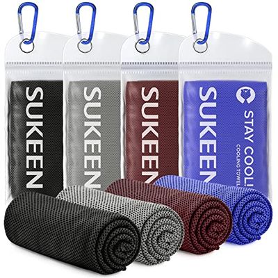 Sukeen Asciugamani rinfrescanti, confezione da 4, asciugamani refrigeranti Stay Cool, asciugamani rinfrescanti per collo, asciugamano freddo, asciugamano da palestra per uomini e donne (4 pezzi,