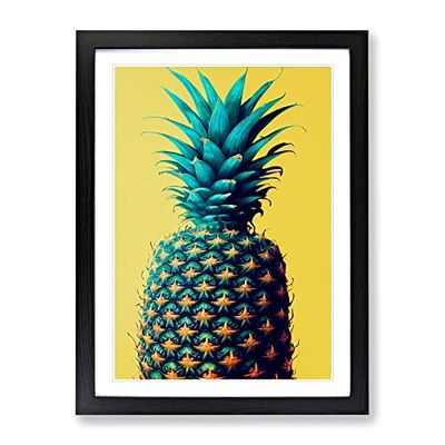 Pineapple Framed Print for Living Room Bedroom Home Office Décor, Wall Art Picture Ready to Hang, Black A3 Frame (34 x 46 cm)