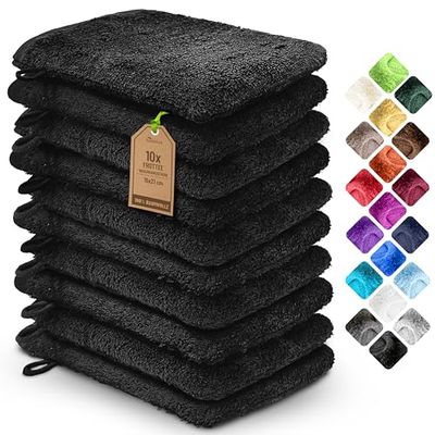 NatureMark Zestaw 10 ręczników frotte, 100% bawełna, czarne, 15 x 21 cm