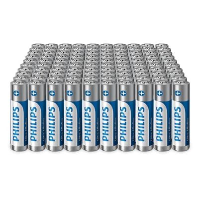 Philips Piles Alcalines AAA Ultra - Optimales pour Les Entreprises et Les Familles Nécessitant Un Usage Intensif, Lot de 100