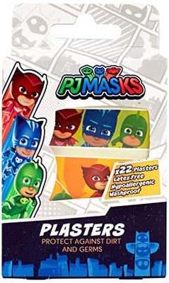 PJ Masks Cerotti X22, 4 Formati, 20 Fantasie, Lavabile, Ipoallergenici, Senza Lattice - 200 g