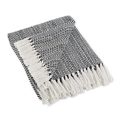 DII Katoenen plaid deken, zwart, 50x60