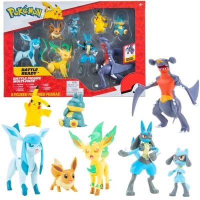 Pokémon Figurine Jouet 8Pack Figurine 5-11 cm – Garchomp, Pikachu, Eevee, Lucario, Riolu, Munchlax, Glaceon & Leafeon - Nouveau 2023 - Officielle Jouet