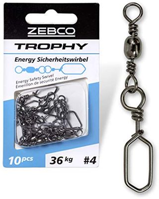 Zebco Kvalitets TropiEnergy säkerhetssänga fisketillbehör virvel fiske smådelar ängel tillbehör, diverse, storlek: 8 L: 38 mm 26 kg/10 stycken