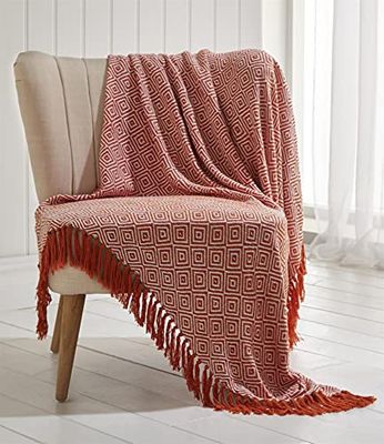 Portfollio Portfolio Ascot Chevron Terracotta 100% Cotton Chair Sofa Couch Bed 228x250cm