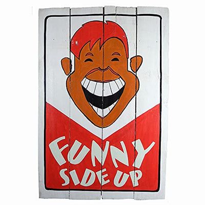 Asiastyle Funny Sideup houten bord, hout, kleurrijk, 60 cm x 40 cm x 3 cm