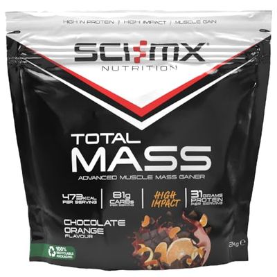 SCI-MX Total Mass - Advanced Muscle Mass Gainer Protein Powder - Muscle Growth & Weight Gain - Chocolate Orange • 32g Protein + 473 Calories per Serving • 2kg
