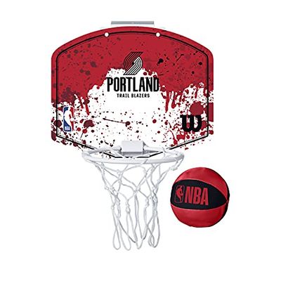 Wilson Minicanestro da Basket NBA TEAM MINI HOOP, Plastica, Bianco/Rosso (Portland Trail Blazers)