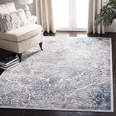 Safavieh Tapis Abstrait pour Salon, Salle à Manger, Chambre à Coucher - Invista Collection, Tapis à Poil Court, Gris et Bleu, 122 x 183 cm