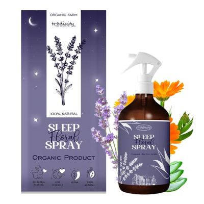 Sleep Pillow Spray Avkopplande dimma för bättre sömn eteriska oljor av lavendel (avslappnande), aloe vera (syregivande) och kamomill (lugnande) (100 ml)