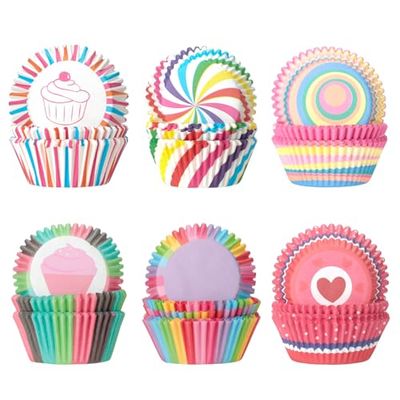 AiQInu Caissettes Muffins Papier - 300 Caissettes Cupcake Caissette, Résistants à la Chaleur, 6 Couleurs Différentes, Idéales pour Muffins et Cupcakes, Pour Cuisson, Mariage, Anniversaire, Fête