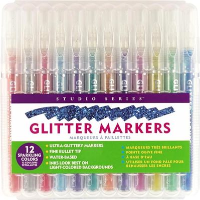 Peter Pauper Press Studio Series Glitter Marker Set (12-piece set)