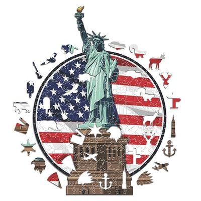 Iconic Puzzles - Estatua de la Libertad, Puzzles de Madera para Adultos y Niños, Madera 100% Sostenible, Tamaño L 500 Piezas