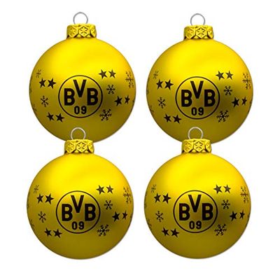 Borussia Dortmund BVB Bolas de árbol de Navidad, Set de 4