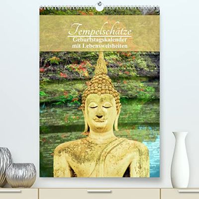 Tempelschätze (hochwertiger Premium Wandkalender 2024 DIN A2 hoch), Kunstdruck in Hochglanz: Geburtstagskalender mit buddh. Weisheiten