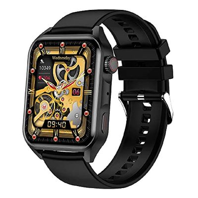 motiofit Ultra (2023) Smartwatch Fitness Tracker AMOLED-display altijd op BT telefonie, spraakassistent NFC Black Body/Black siliconen band, Normaal