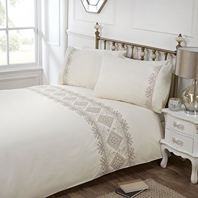 Rapport Home Kanza Duvet Set, SuperKing-Cream, Polyester-Cotton, Super-King