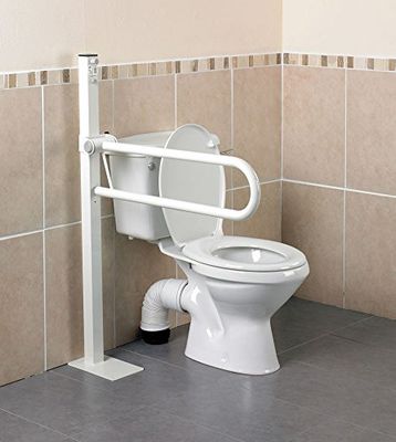 Homecraft Devon Floor-Mounted Folding Rail, 55 cm (22 Inch), Standard Bathroom Aid for Elderly, Handicapped, & Disabled, Stability Grab Bar, Flip-Up Safety Support (Eligible for VAT relief in the UK)