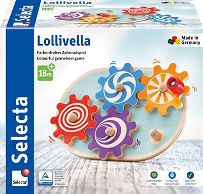 Selecta 62084 Lollivella-Juego de Engranajes para motrices de Madera, 17,5 cm, Color carbón, Schmidt Spiele GmbH