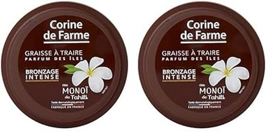 Corine de Farme - Graisse à Traire Bronzage Intense - Huile Bronzante - Bronzage Intensifié Sans Autobronzant - Monoï de Tahiti, Parfum des Îles - Pot 150 ml (Lot de 2)