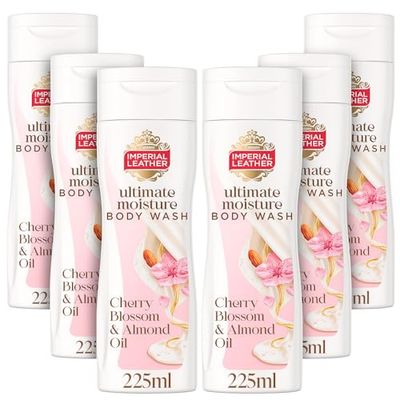 Imperial Leather Ultimate Moisture Cherry Blossom & Almond Oil Body Wash, Ultra Rich Lather & Soothing Fragrance, Suitable for Sensitive Skin, Vegan & Cruelty Free (225ml), Multipack 6 x 225ml