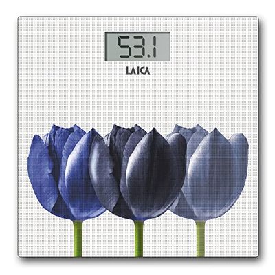 Laica Báscula de baño electrónica con batería recargable peso máx. 180Kg, Blanco/Azul