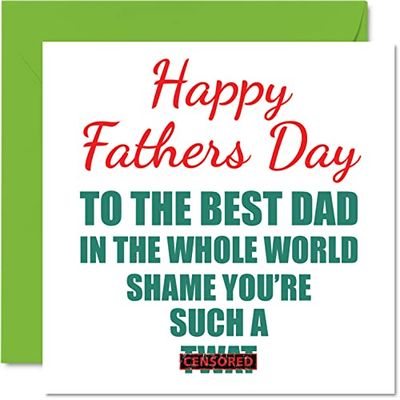 Funny Fathers Day Cards for Dad - Best Dad Tw*t - Joke Happy Fathers Day Card from Son Daughter, Banter Birthday Gifts, 145mm Rude Father's Greeting Cards Gift Daddy Papa
