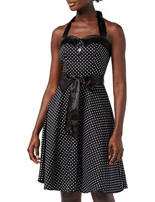 Oliceydress dam midi halter rockabilly vintage stil klänning, Flerfärgad (svart vit prick A), XS