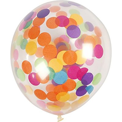 Ballonnen, D: 23 cm, transparant, met confetti, 4 stuks