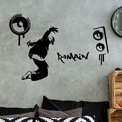 Pegatina Personalizable con Nombre – Decoración de Pared para habitación Infantil – 2 láminas de 60 x 30 cm y 50 x 30 cm – Negro