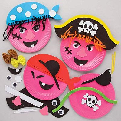 Baker Ross Assiettes Décoratives motif Pirate - Lot de 4, Activites Manuelles pour les Enfants (FE316)