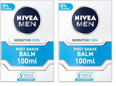 NIVEA MEN Sensitive Cooling Post Shave Balm with Zero Percent Alcohol (100 ml) After Shave Balm for Men, Men's Skin Care and Shaving Essentials (Pack of 2)