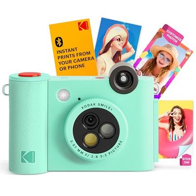 KODAK Smile+ trådlös digital direktbildskamera med effektförändrande objektiv, 2 x 3 tums ZINKfototryck med självhäftande baksida, kompatibel med iOS- och Android-enheter – grön