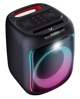 MAJESTIC FIRE 12 Bluetooth-luidsprekers, meerkleurige ledlampen, USB/MicroSD/AUX-IN/MIC, bekabelde microfoon inbegrepen, oplaadbare batterij, TWS, draaggreep