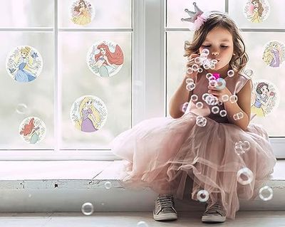 Disney Window Stickers - Princess Stardust Bubbles - Size 30 x 30 cm, 2 Sheets - Children's Room, Baby Room, Window Stickers