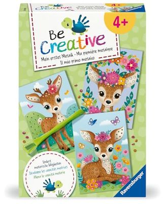 Ravensburger - Be Creative Midi: Il mio Primo Mosaico Dolce Cerbiatto, Gioco Creativo Fai-da-te, Lavoretti Creativi, Modella e Dipingi in Gesso, Idea Regalo Bambino e Bambina 4+ Anni