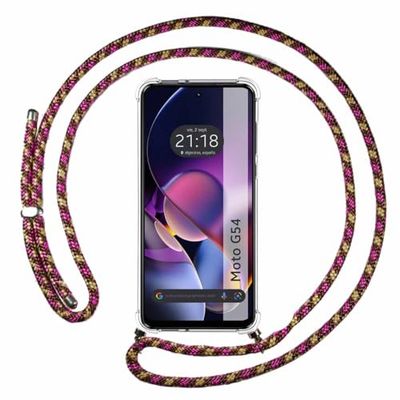 Tumundosmartphone Motorola Moto G54 5G Clear Transparent Drawstring Pouch Case Cover Pouch Pink Gold, Gel