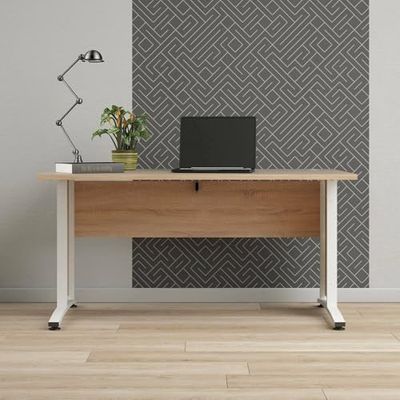 Dmora Marcerre Desk, Multipurpose Writing Desk, Office Table for PC Holder, Worktop, 150 x 80 x H 75 cm, Oak and White