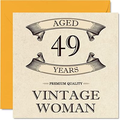 Vintage 49th Birthday Cards for Women - Aged 49 Years - Fun Birthday Card for Mum Sister Wife Girlfriend Friend Cousin Auntie, 145mm Ladies Greeting Cards, 49th Card