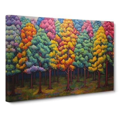 Pine Tree Colour Field No.2 Canvas Print for Living Room Bedroom Home Office Décor, Wall Art Picture Ready to Hang, 30x20 Inch (76x50 cm)
